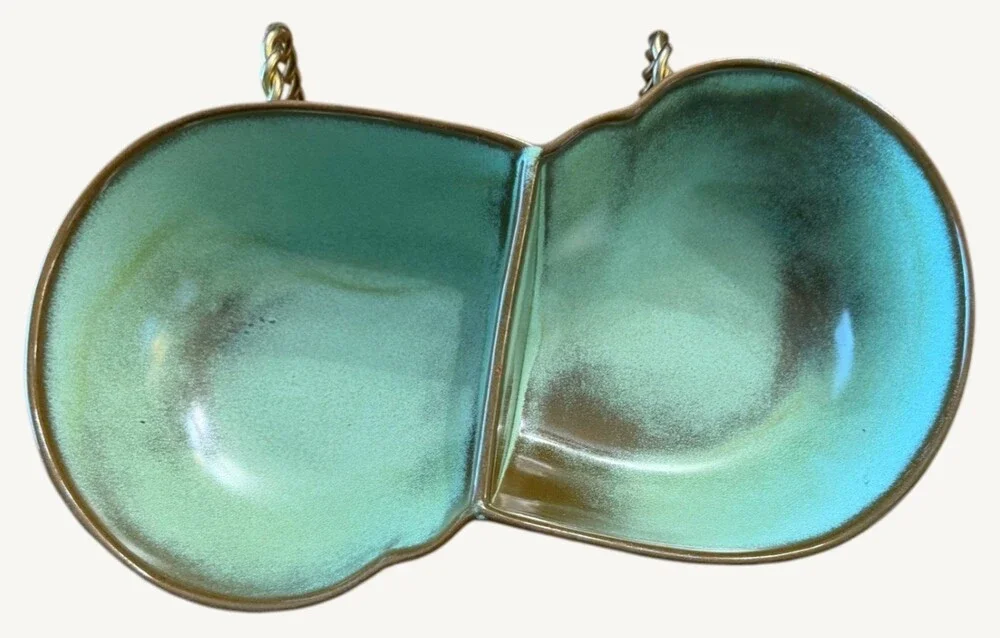 Vintage Frankoma 4QD Prairie Green Plainsman Divided Serving Relish Dish MCM